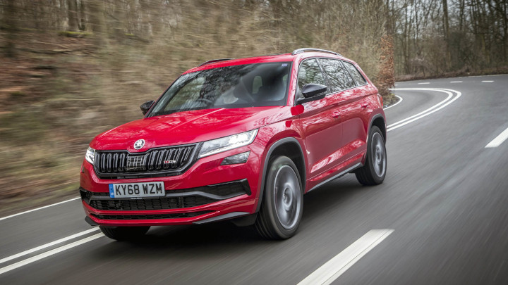 Red Skoda Kodiaq Exterior Front Driving