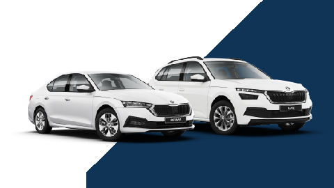 White Skoda Octavia and Kodiaq