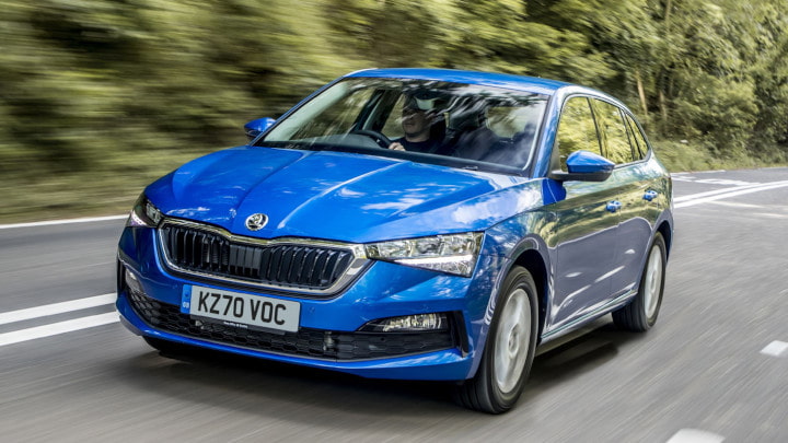 Blue Skoda Scala Exterior Front Driving