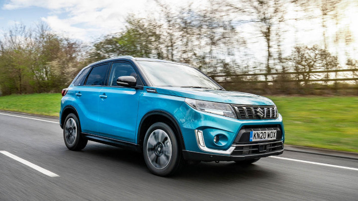 Blue Suzuki Vitara Exterior Front Driving