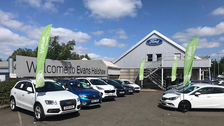 Evans Halshaw Value Cars Flags at Dealership