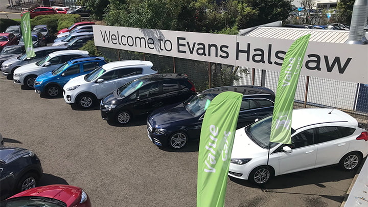 Evans Halshaw Value Cars Flags at Dealership