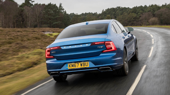 Blue Volvo S90 Exterior Rear Driving