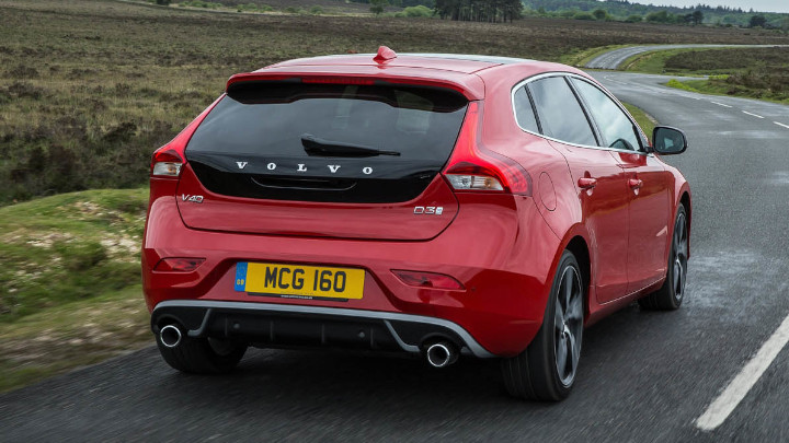 Red Volvo V40 Exterior Rear Driving