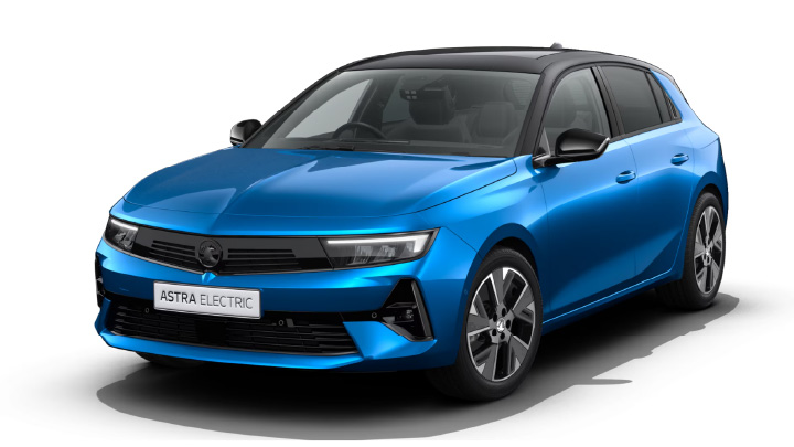 Blue Vauxhall Astra Ultimate on a white background