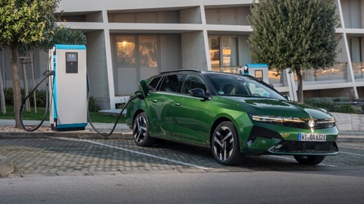 Green Vauxhall Astra Sportstourer Charging