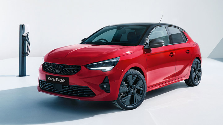 Red Vauxhall Corsa Electric Charging