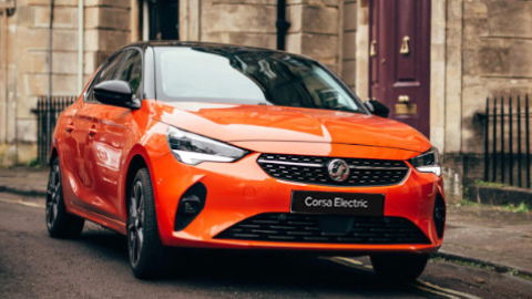 Orange Vauxhall Corsa Electric Front
