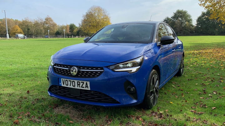 Blue Vauxhall Corsa Elite Exterior Front Static