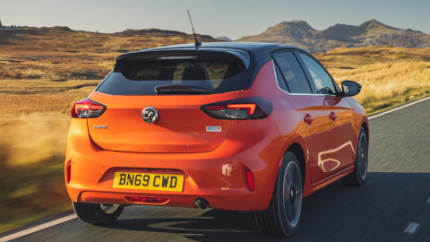 Orange Vauxhall Corsa Exterior Rear Driving