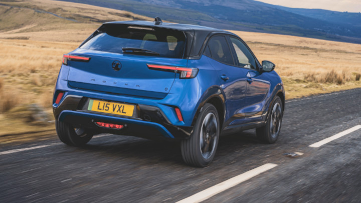 Vauxhall Mokka Electric Rear Driving Blue