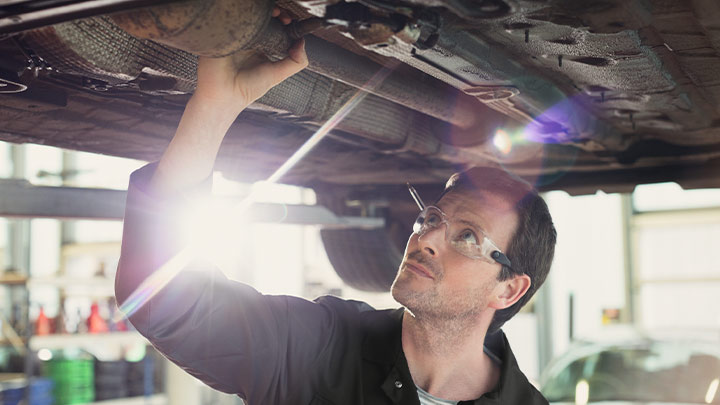 Vauxhall technician performing visual health check