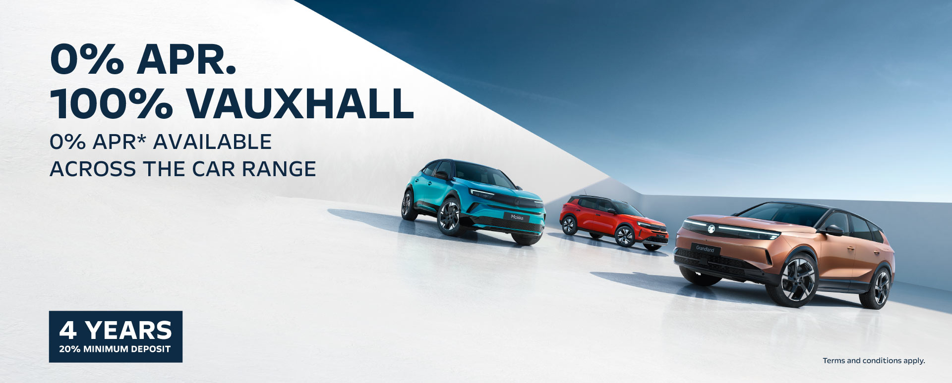 Three Vauxhall Models In Studio With Promotional Messaging