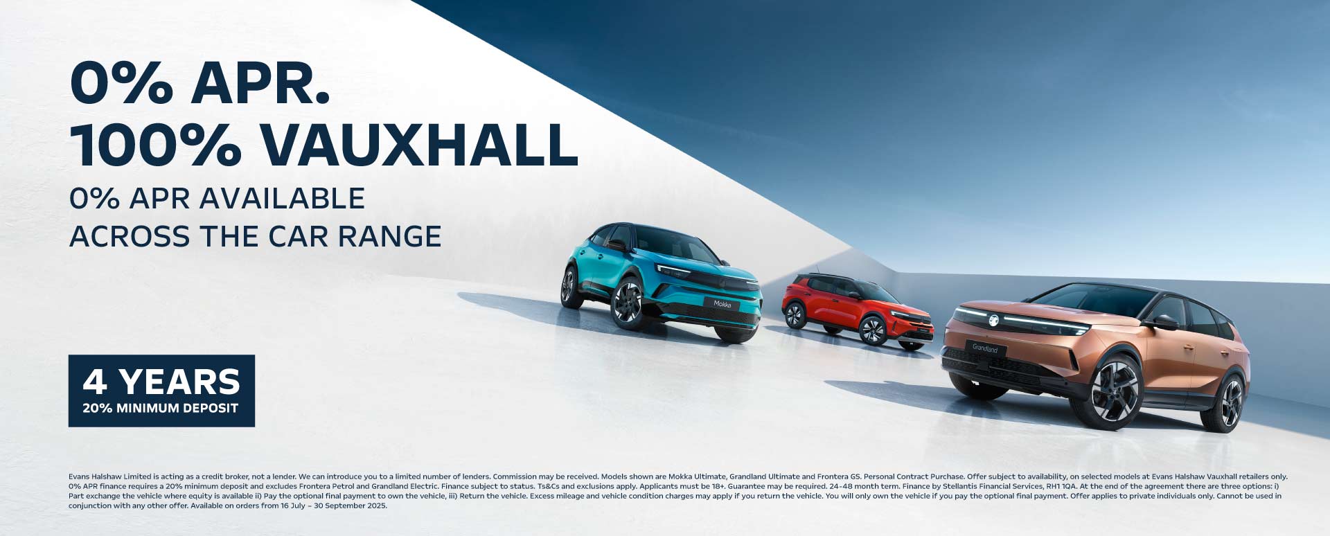 Three Vauxhall Vehicles in Studio Space With Promotional Messaging