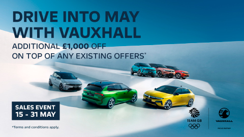 Six different coloured Vauxhall cars in liminal space.