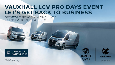 Three Silver Vauxhall Vans Parked With Pro Days Promotional Messaging