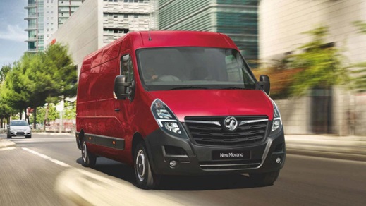 Red Vauxhall Movano exterior, front, driving