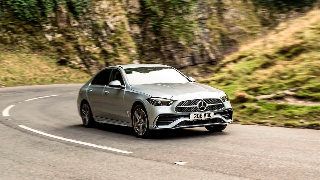 Blue Mercedes-Benz C-Class Exterior Front Driving