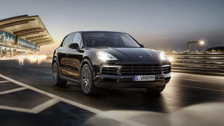 Porsche Cayenne on the road.
